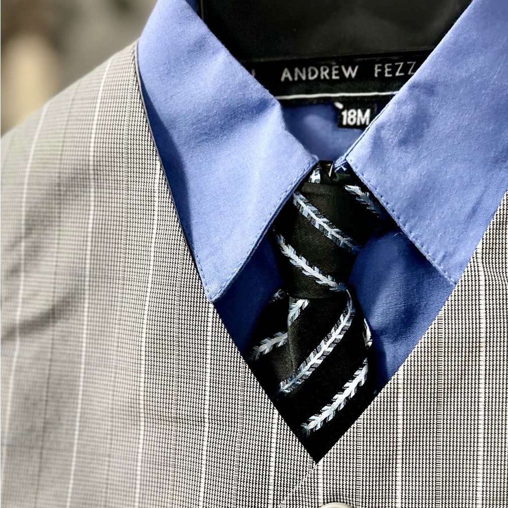 Andrew Fezza Blue and Gray Boy’s Shirt Set